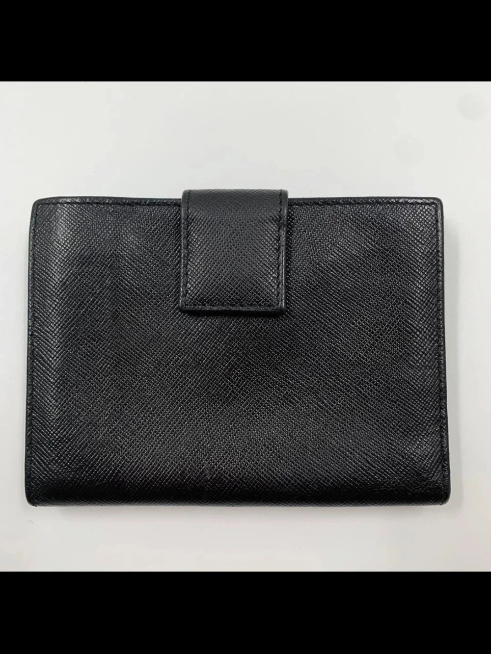 Prada Black Saffiano Leather Wallet Clutch with Silver Logo